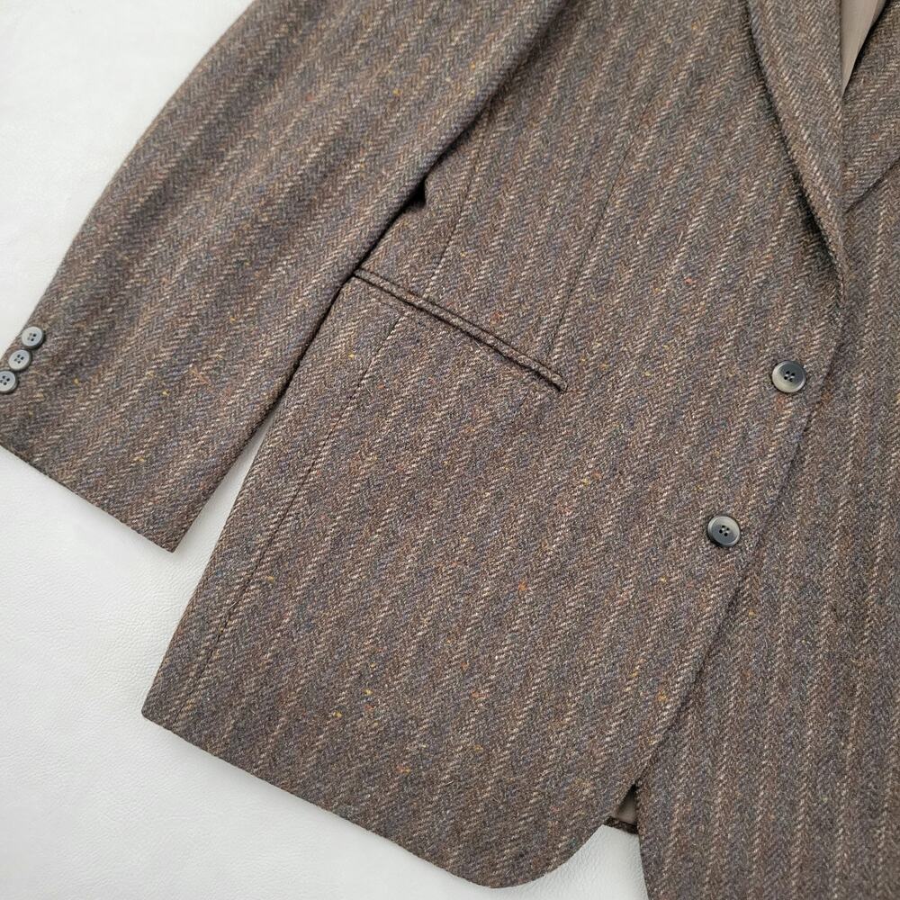 Haggar Mens 44L Gallery Jacket Sport Coat Check Donegal Tweed Vintage - Picture 2 of 10